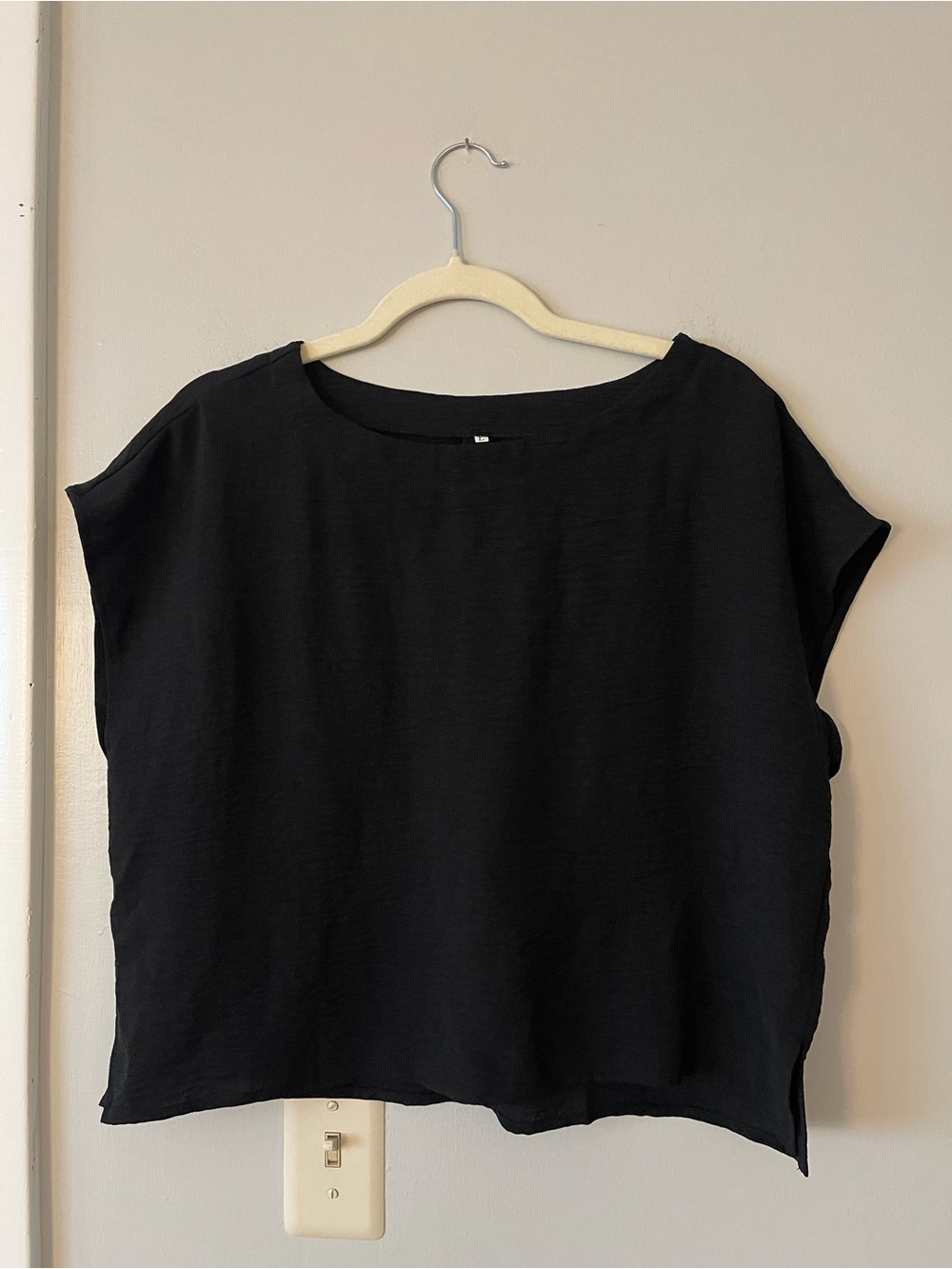Black Women's Boxy Short Sleeve Top - , Minimal Tee